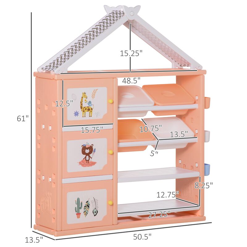 Kids toy Organizer and Storage Book Shelf with shelves, storage cabinets, storage boxes, and storage baskets, Orange