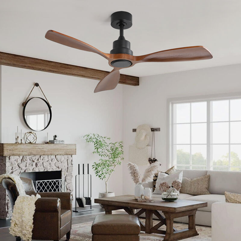 Streamdale 48" Matte Black Ceiling Fan with Remote Control, No Light image number 6