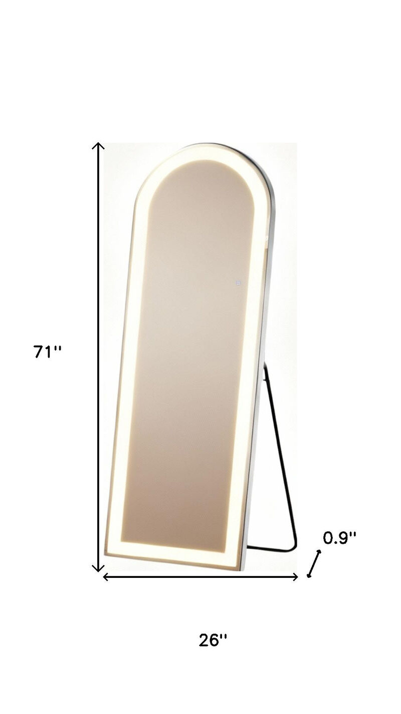 HomeRoots 71" Clear Arch Lighted Freestanding and Wall Mount Frameless Full Length Mirror image number 2