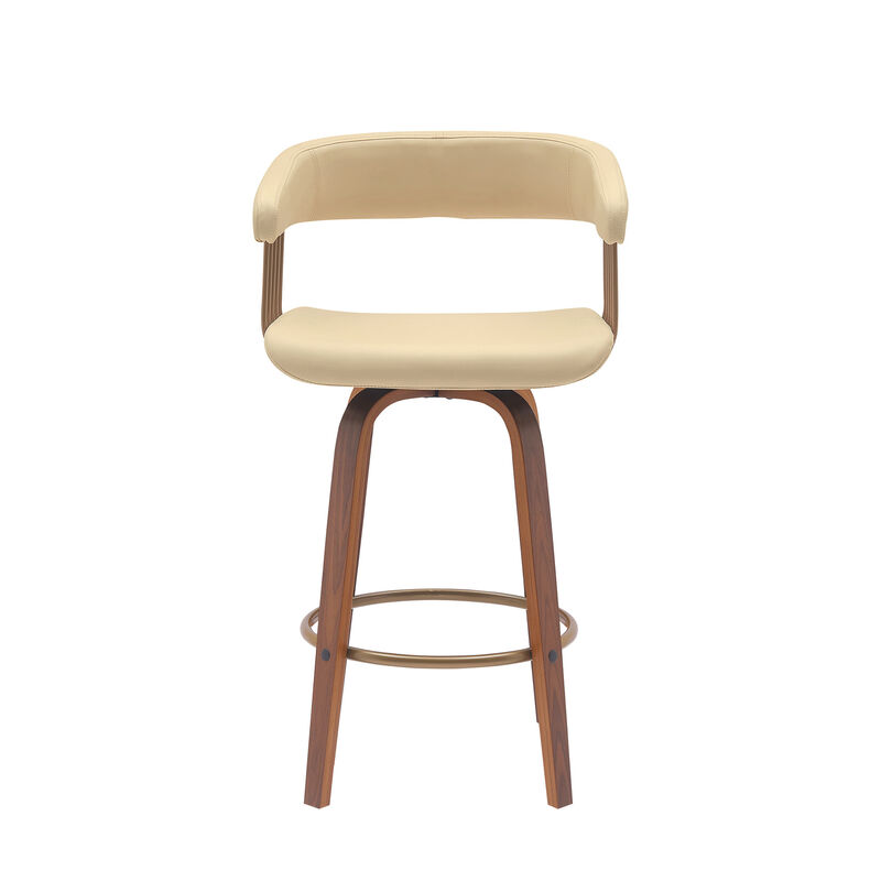 HomeRoots Faux Leather Counter Stool with Armrests and Bucket Seat image number 0