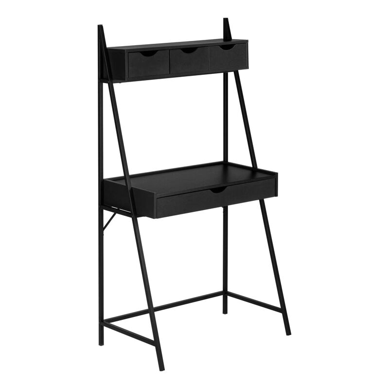 Monarch Specialties I 7330 Computer Desk, Home Office, Laptop, Leaning, Storage Drawers, 32" L, Work, Metal, Laminate, Black, Contemporary, Modern image number 0
