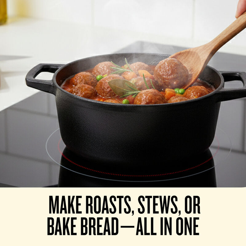 Alva Nori Enameled Cast Iron Dutch Oven 5Qt. - Nonstick, Oven Safe and Made without PFAS, PFOA & PTFE - Induction and All Stovetop Compatible with Even Heat Distribution