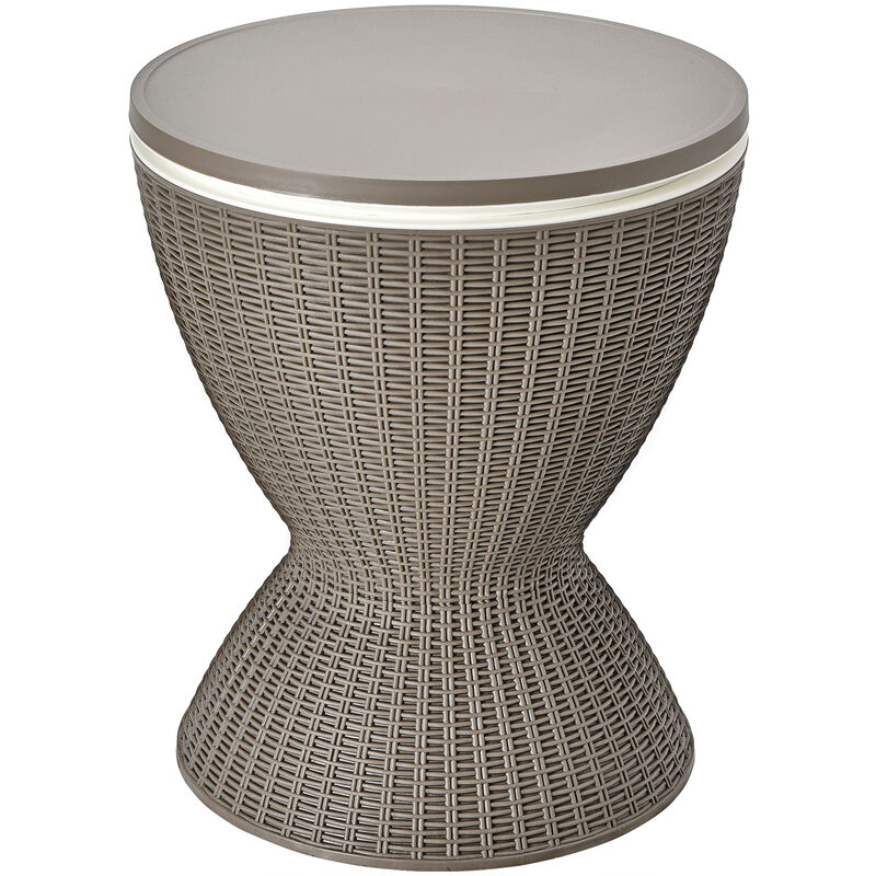 3 in 1 8 Gallon Patio Rattan Cooler Bar Table with Adjust Ice Bucket