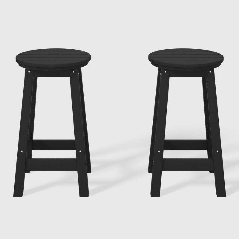 WestinTrends 24" HDPE Outdoor Patio Round Counter Height Bar Stool Set of 2