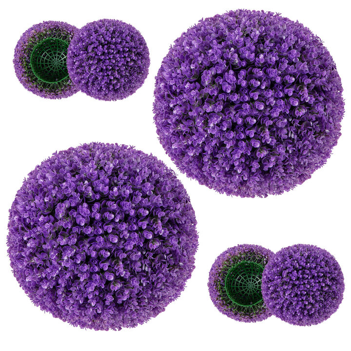 17.5" Faux Purple Eucalyptus Decorative Balls with 7-Layer Leaves for Backyard, Porch, Garden, and Wedding