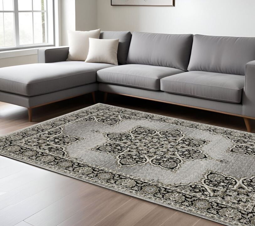 HomeRoots Medallion Area Rug With Fringe