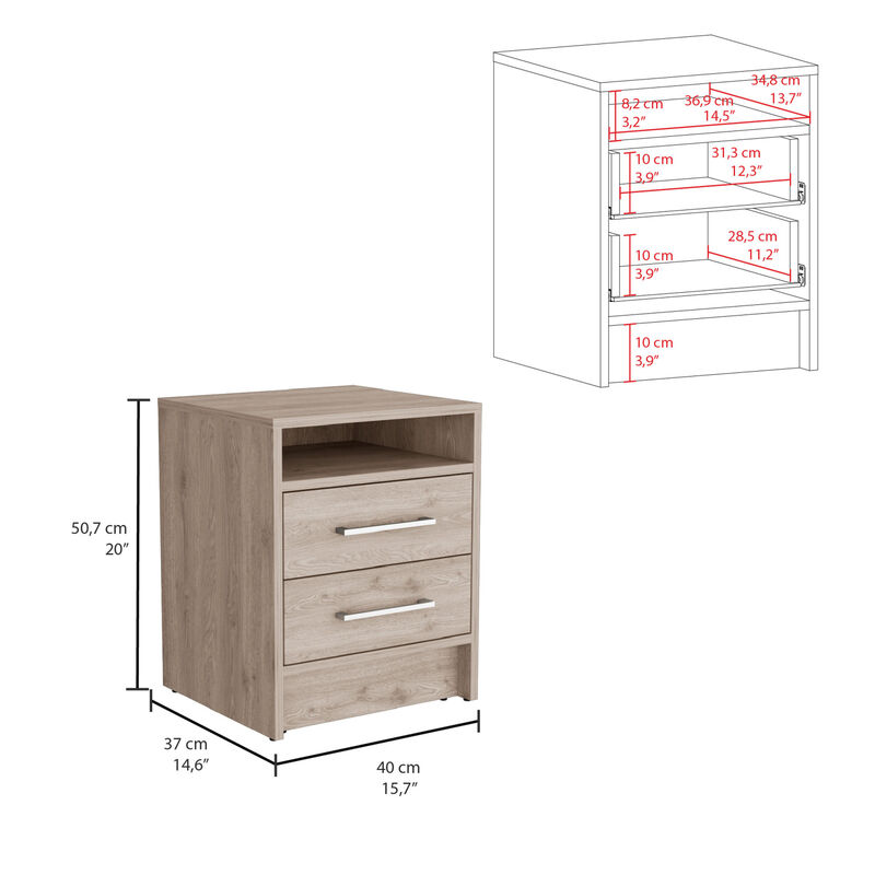 Streamdale Eter Nightstand, Superior Top, Two Drawers - Light Gray image number 2