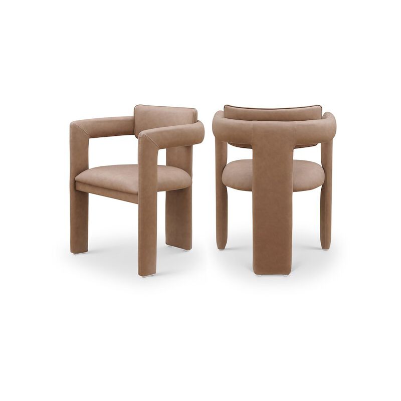 Meridian Furniture Brenda Brown Vegan Leather Dining Chair, Set of 2