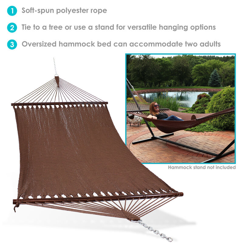 Sunnydaze 2-Person Polyester Rope Hammock with Spreader Bars