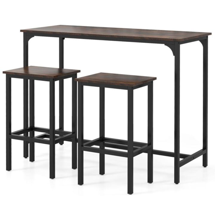 Hivvago Industrial 3-Piece 47.5" Counter-Height Dining Table and 2 Bar Stools