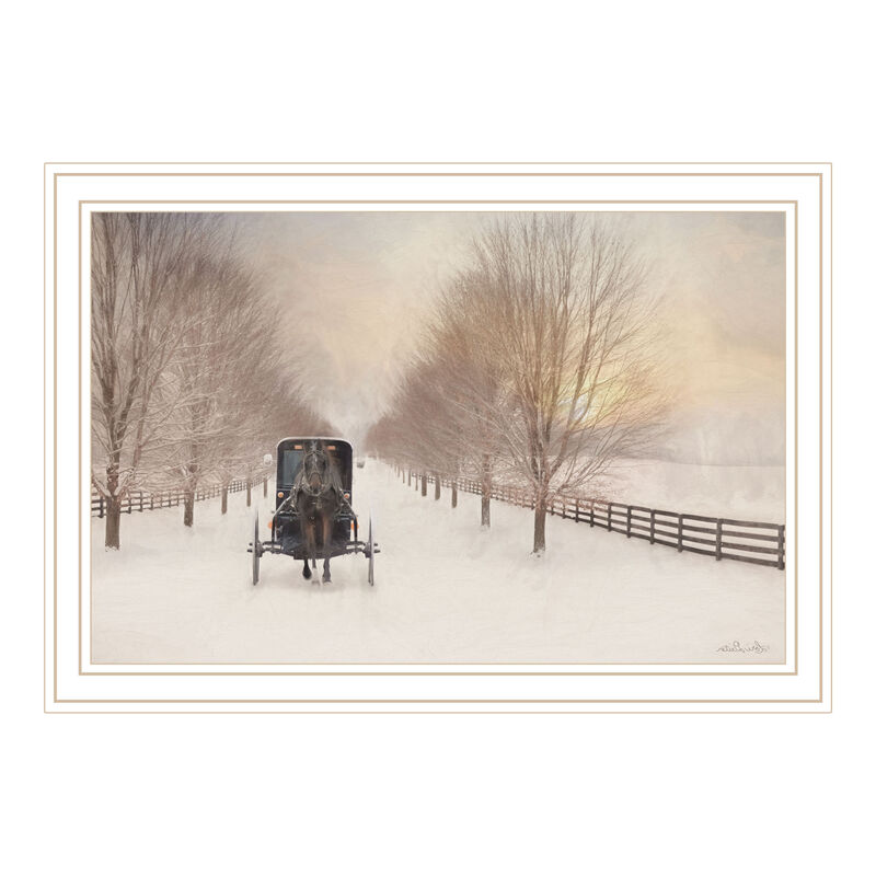 HomeRoots Snowy Amish Lane White Framed Wall Art image number 2