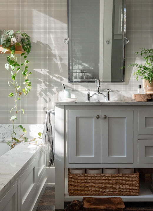 Sala White Plaid Wallpaper