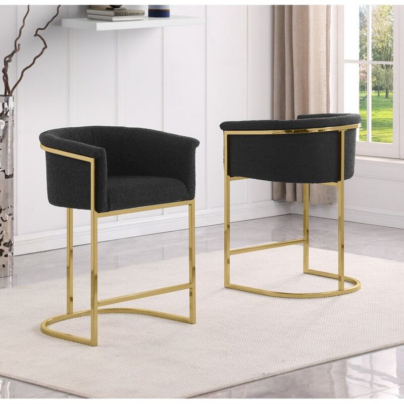 Best Quality Furniture Best Quality teddy Boucle in black counter height chair - Set of 2