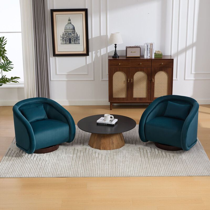 Envelor Luxury Boucle Velvet 360&deg; Swivel Barrel Accent Chair image number 3