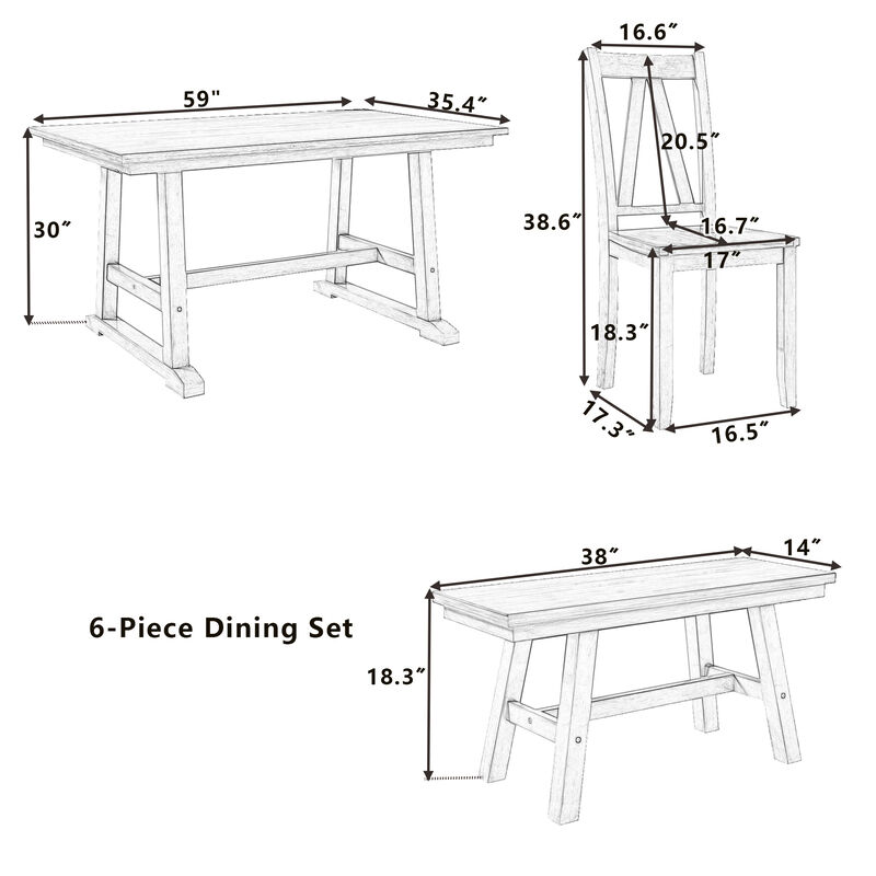 Fufze 6-Piece Wood Dining Table Set image number 9