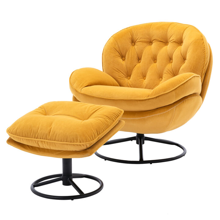 Accent chair TV Chair Living room Chair with Ottoman-Yellow