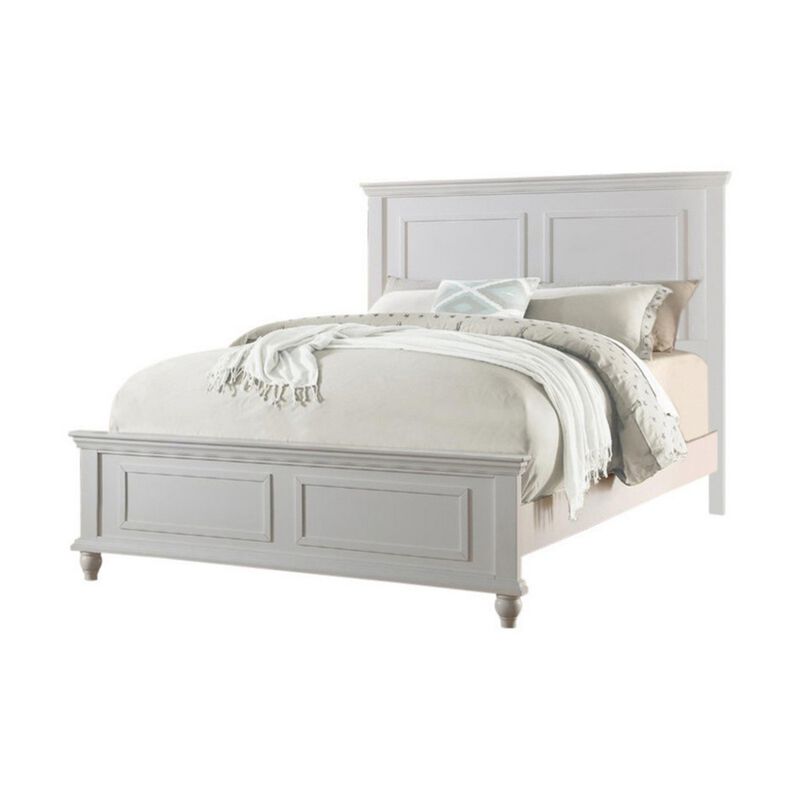 King Bedroom Set, White Wood, 3 Piece Set with 2 Nightstands image number 2