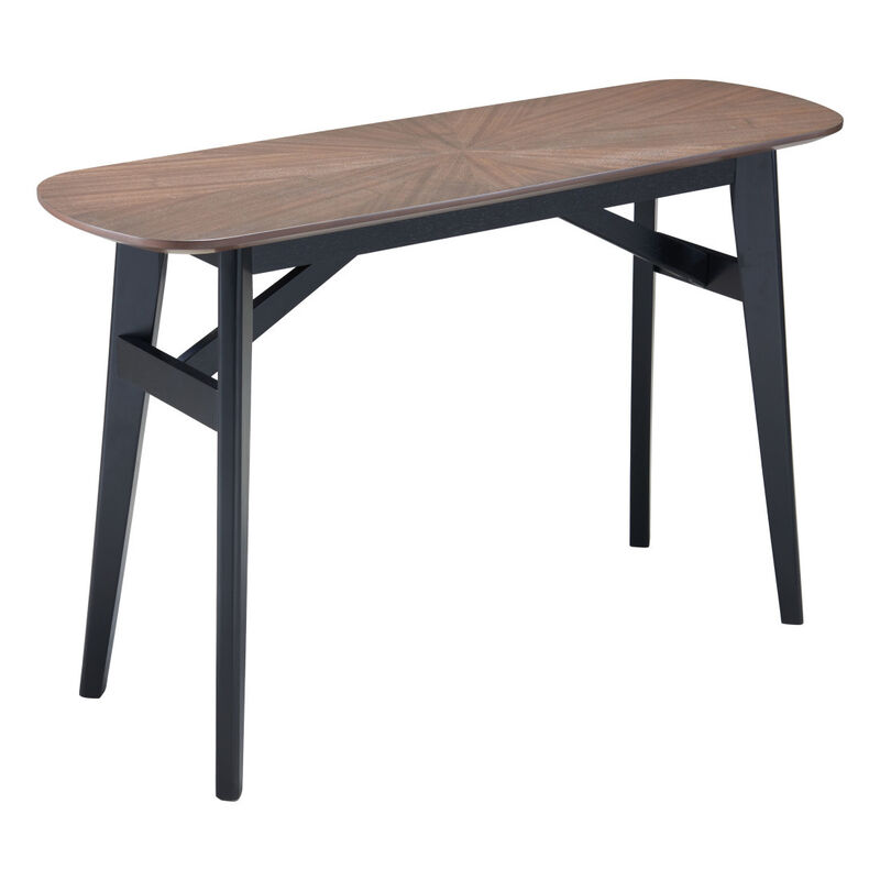 HomeRoots 48" Espresso and Black Solid Wood Oval Console Table image number 3