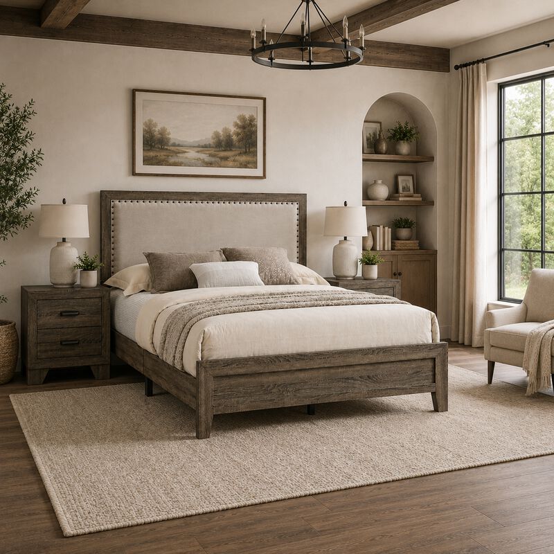 Bedroom Set, Wood, 3 Piece Set with 2 Nightstands image number 1