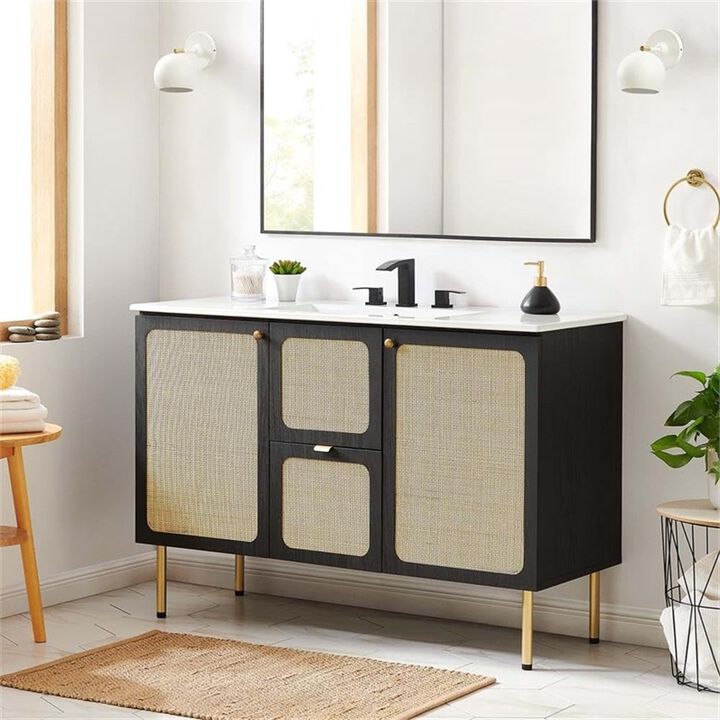 Modway EEI-6604-BLK Chaucer 48" Bathroom Vanity Cabinet (Sink Basin Not Included), Black