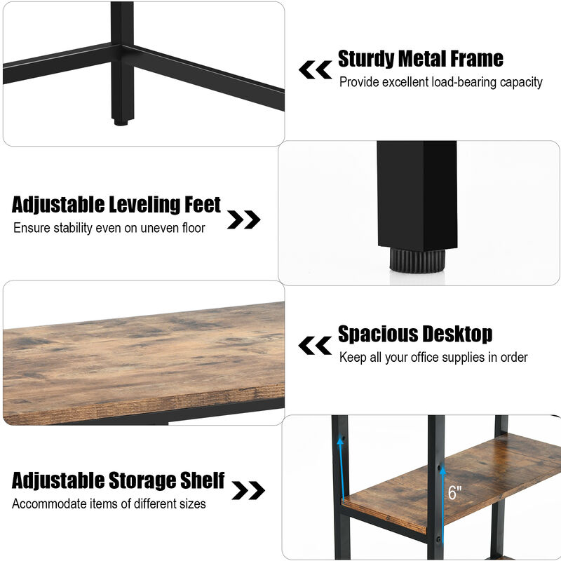 Costway 47'' Computer Desk Office Study Table Workstation Home w/ Adjustable Shelf Black