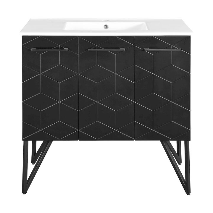 Annecy 36" Freestanding Bathroom Vanity in Phantom Black with Sink Top