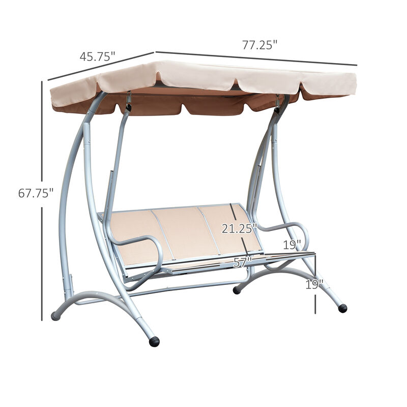Hivvago 3-Seat Outdoor Porch Swing with Canopy image number 2