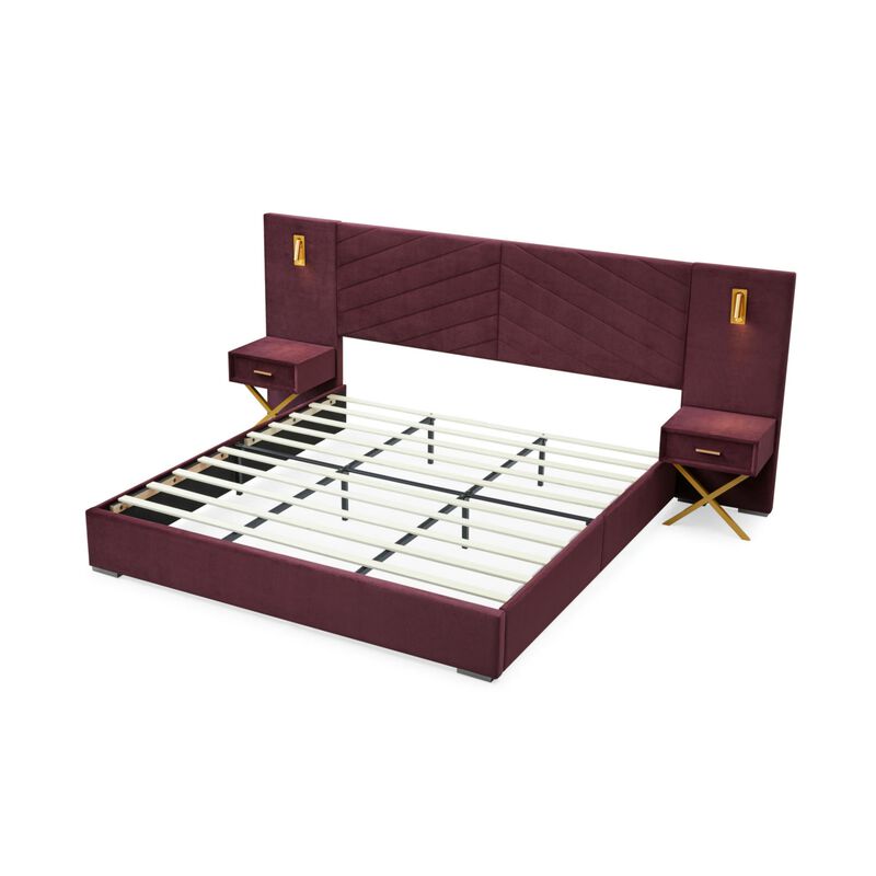 Nunmuk Velvet Upholstered Platform Bed image number 4
