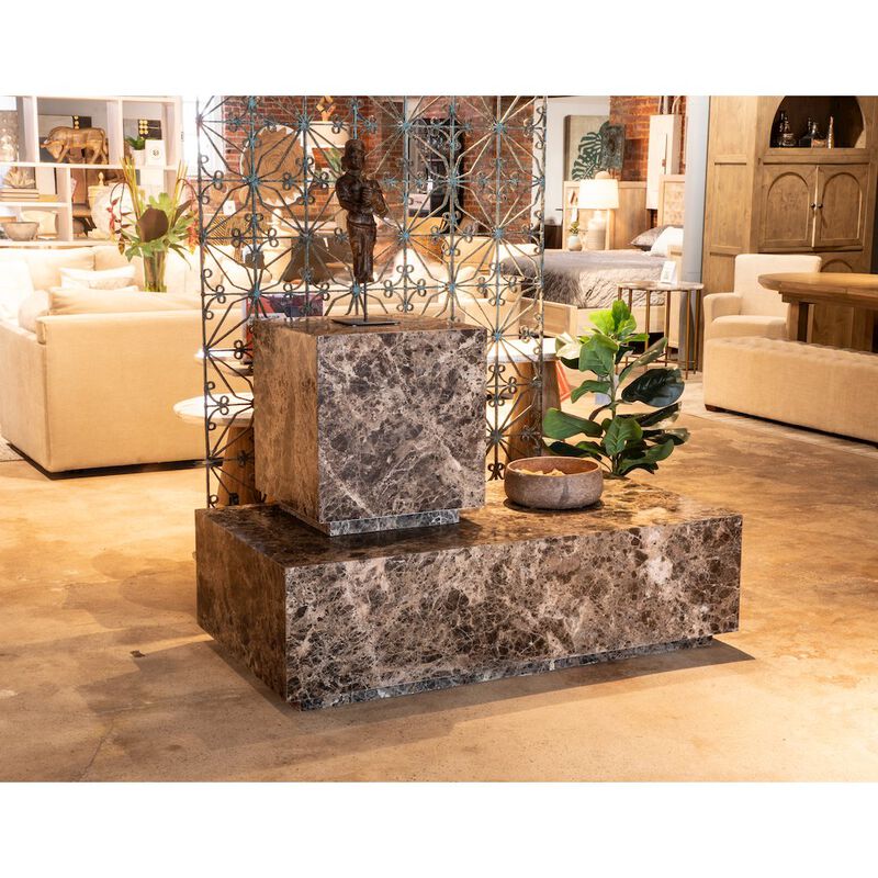 World Interiors Giza 50" Coffee Table in Dark Emperador Marble image number 2