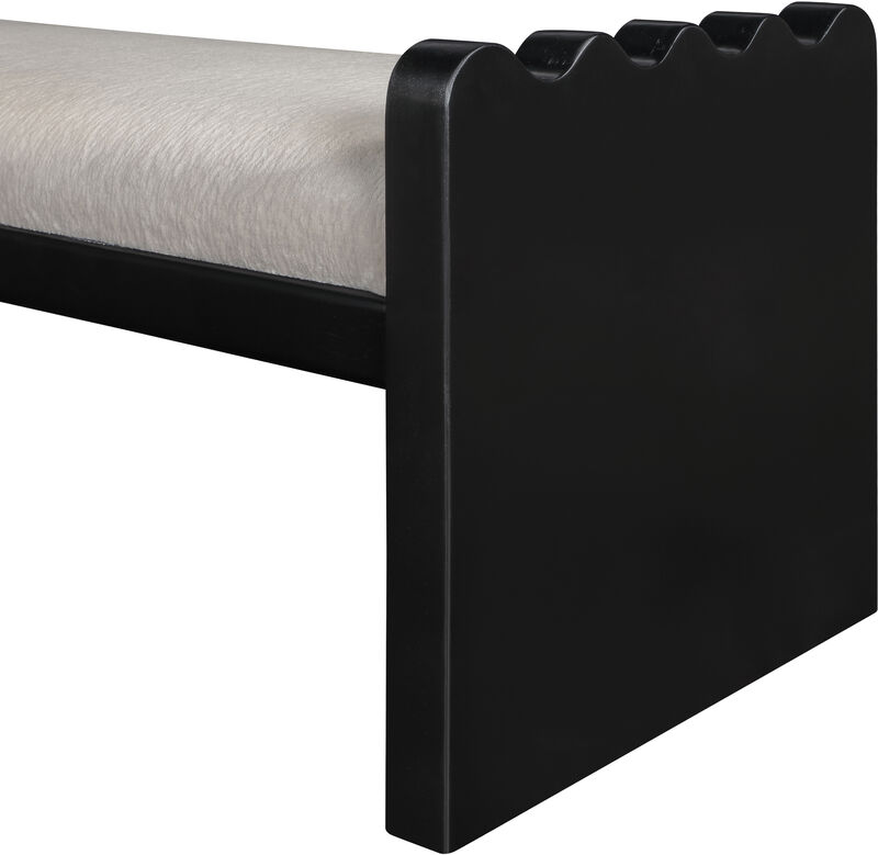 Meridian Furniture Sonia Beige Velour Fur Fabric Bench