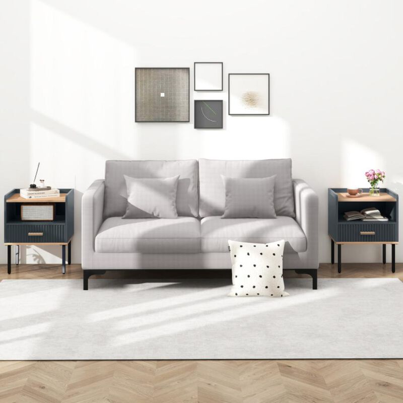 Hivvago Nightstand Bedside End Table with Drawer and Shelf for Living Room Bedroom-Set of 2