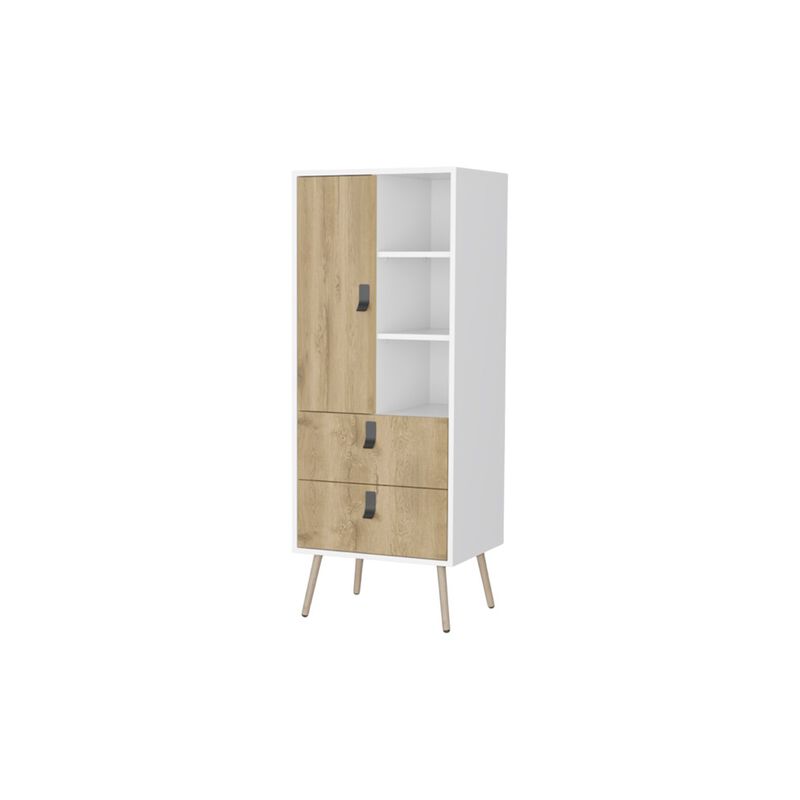 HomeRoots 20" White and Natural Two Drawer Chest image number 0