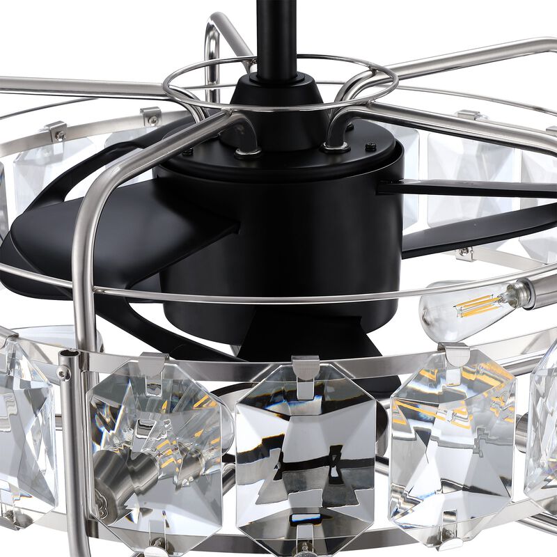 22.8 in. Matte Black Caged Ceiling Fan with Light and Remote