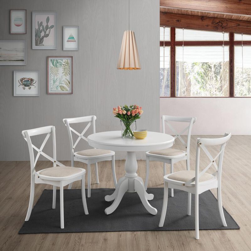 Carolina Living Fairview 42 Round Pedestal Dining Table - White