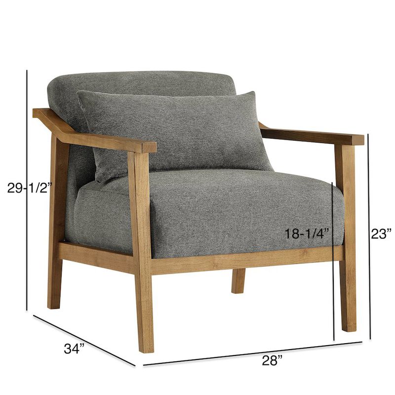 Rayn Wood Arm Accent Chair with Lumbar Pillow