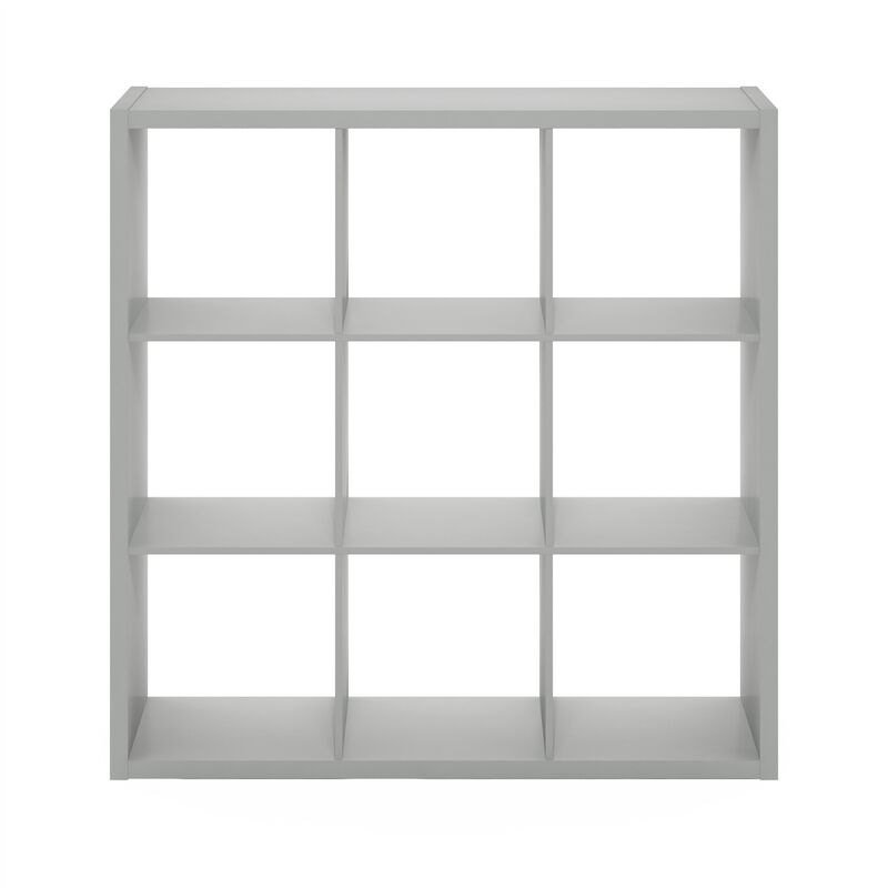 Furinno Cubicle Open Back Decorative Cube Storage Organizer, 9-Cube, Light Grey