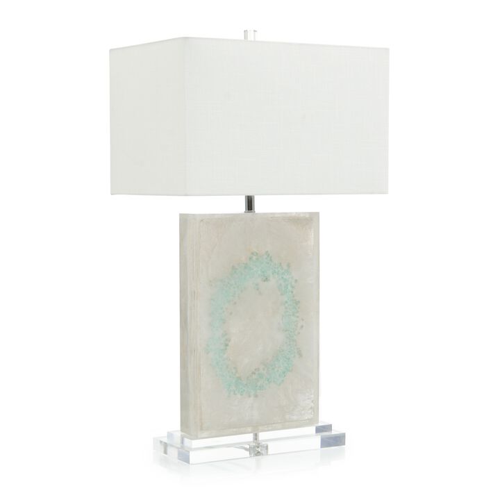 Turquoise quartz with silver leaf table lamp