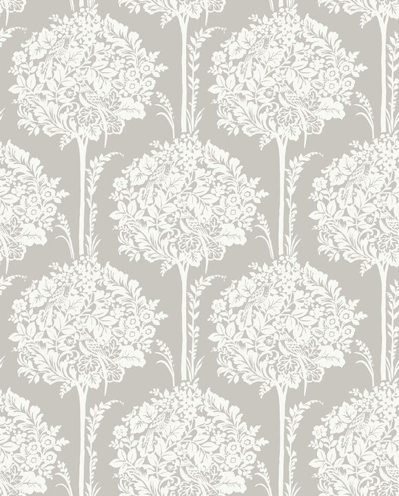 Zaria Grey Topiary Wallpaper
