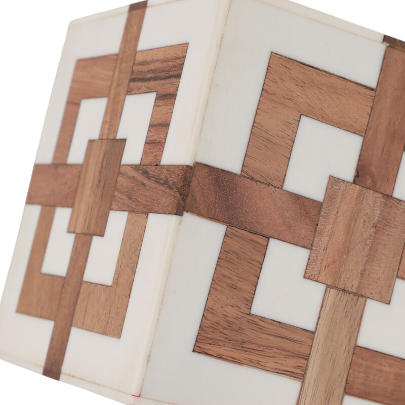 4" Wood Inlay Resin Cube image number 4