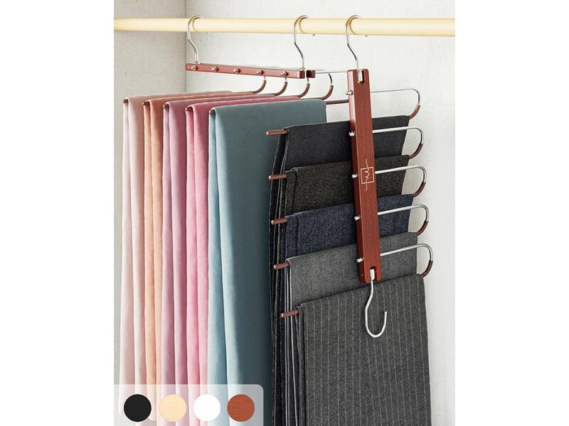 2-Pack Pants Hangers | European Beechwood Scarf & Jean Hangers for Closet Storage image number 1