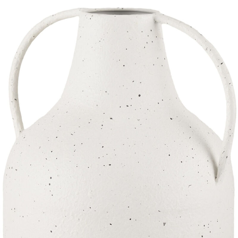HomeRoots 12" White Speckle Metal Amphora Table Vase image number 2