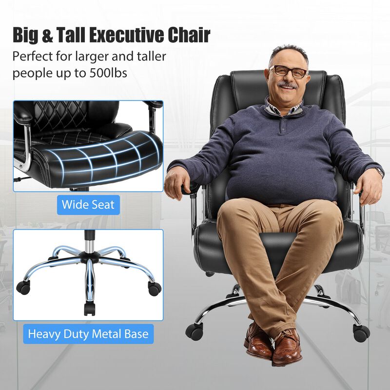 Height Adjustable Big and Tall Office Chair Computer Desk Chair with Metal Base