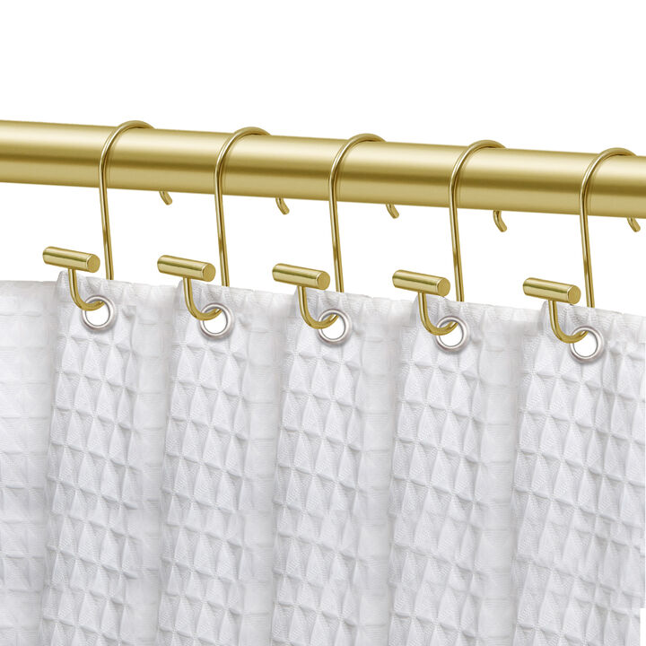 Utopia Alley Rust-Resistant Metal Shower Curtain Hooks with T-bar end, Shower Hooks Hangers for Bathroom, Kitchen Utensils, Curtains, Clothing, Towels etc - Set of 12