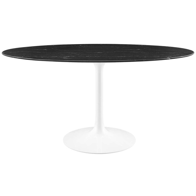 Modway - Lippa 60" Oval Artificial Marble Dining Table White Black