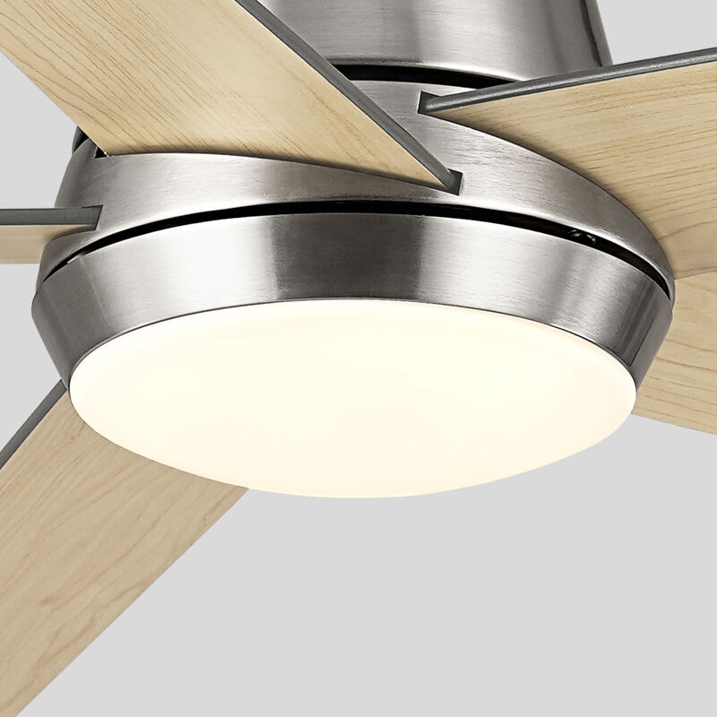 52" Satin Nickel Modern Flush Mount Dimmable Reversible 5 Blades Hugger Ceiling Fan with APP Control and Remote image number 9