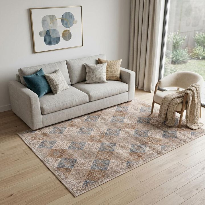 HomeRoots Floral Distressed Area Rug