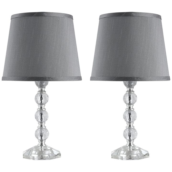 Gray Bedroom Lighting: Set of 2 Crystallite Fabric Shade Table Lamps