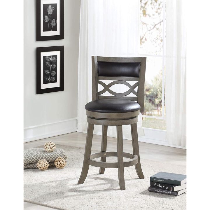 New Classic Furniture New Classic Manchester Gray Wood Swivel Counter Stool with PU Seat (Set of 2)