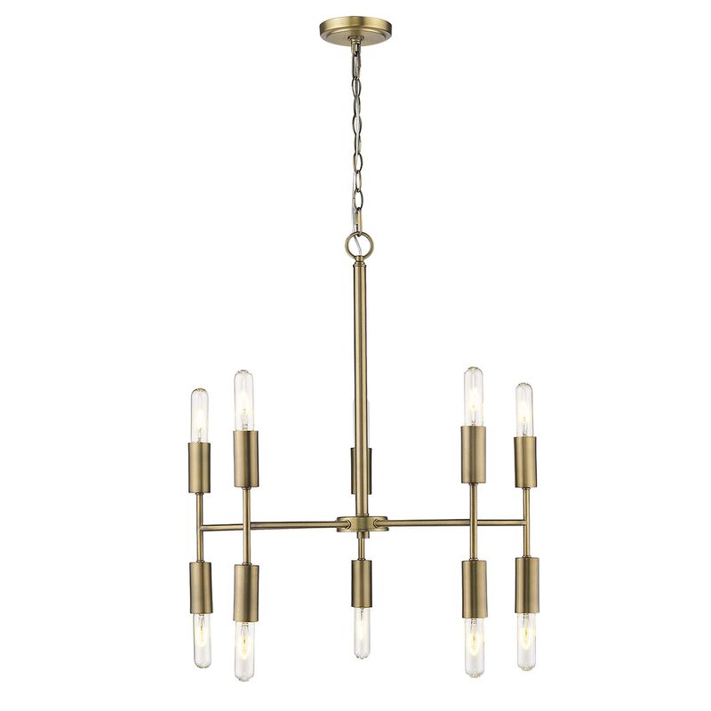Hivvago Brass Candle Style Ten Light Metal Dimmable Chandelier