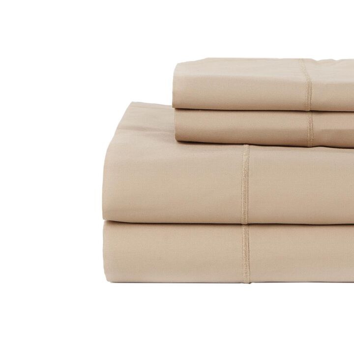 Hotel Concepts 500 Thread Count Sateen Sheet - 4 Piece Set - King, Taupe